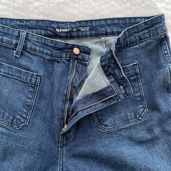 Old Navy Extra High Rise Wide Leg Jeans Trouser Denim Medium Wash Womens Plus 20 - Picture 6 of 11